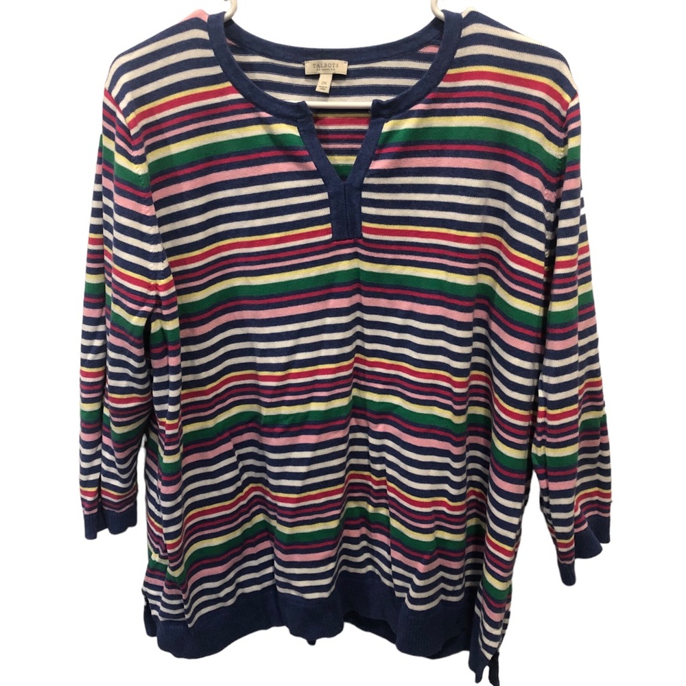 Talbots 2x colorful stripe 3/4 sleeve cotton shirt Women’s great condition